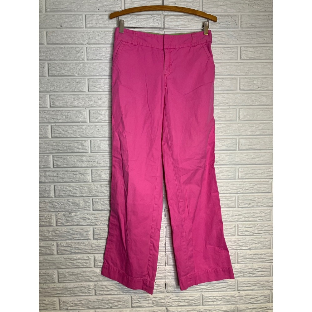 Lilly Pulitzer hot pink straight leg pants 100% cotton women's size 2